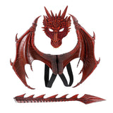 Load image into Gallery viewer, 3D PU Dinosaur Dragon Mask Halloween Party Props Costumes Decoration Red Set