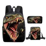 Load image into Gallery viewer, 3 in 1 Dinosaur Print Backpack Set Messenger Bag Pen Case 16 Inch School Bag for Kids