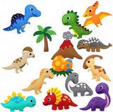 Load image into Gallery viewer, 14 PCS Felt Dinosaur Pattern Sewing KIt DIY Crafts Toy for Boys Girls