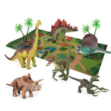 Load image into Gallery viewer, Educational Realistic Dinosaur Toys Figures Activity Play Mat Trees &amp; Container Playset